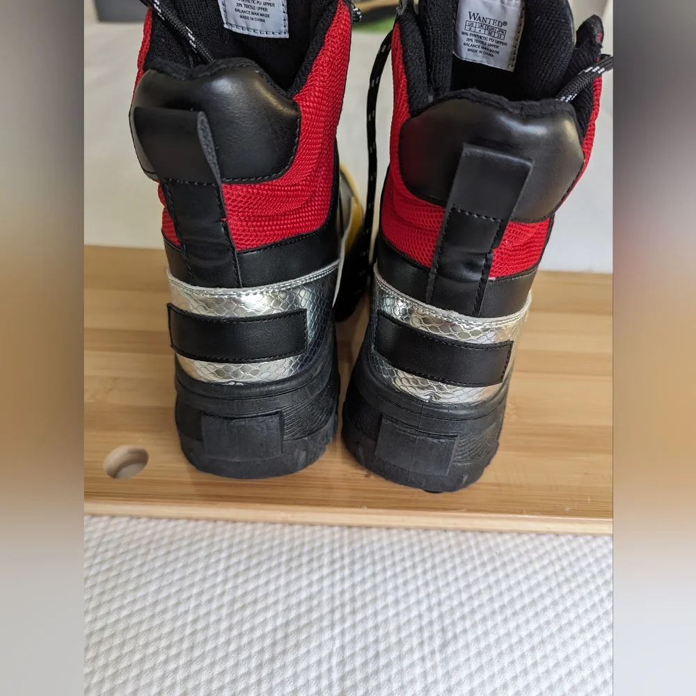 Wanted women's Caution Extreme Sneaker Bootie multicolor Size 6 Yellow And Red